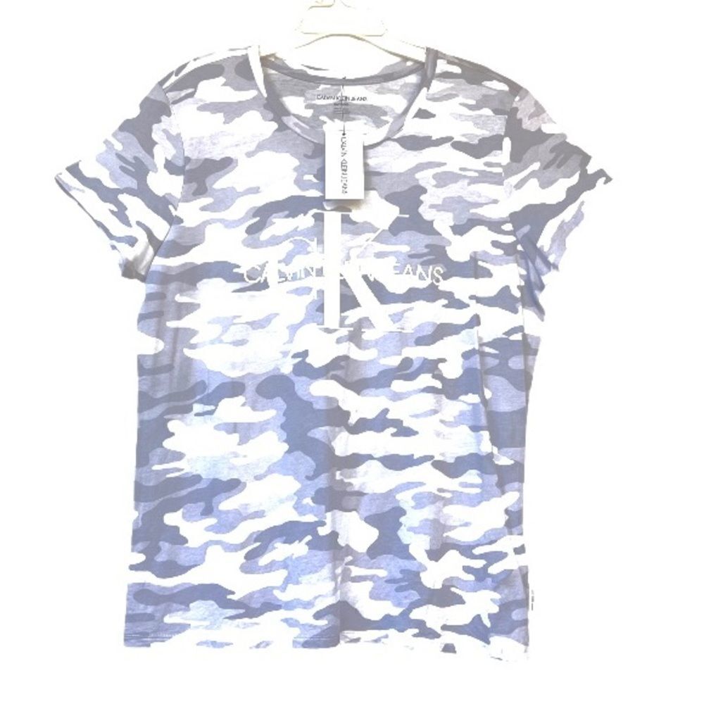 Calvin Klein Women’s Camo Short Sleeve T-Shirt Top Grey XL